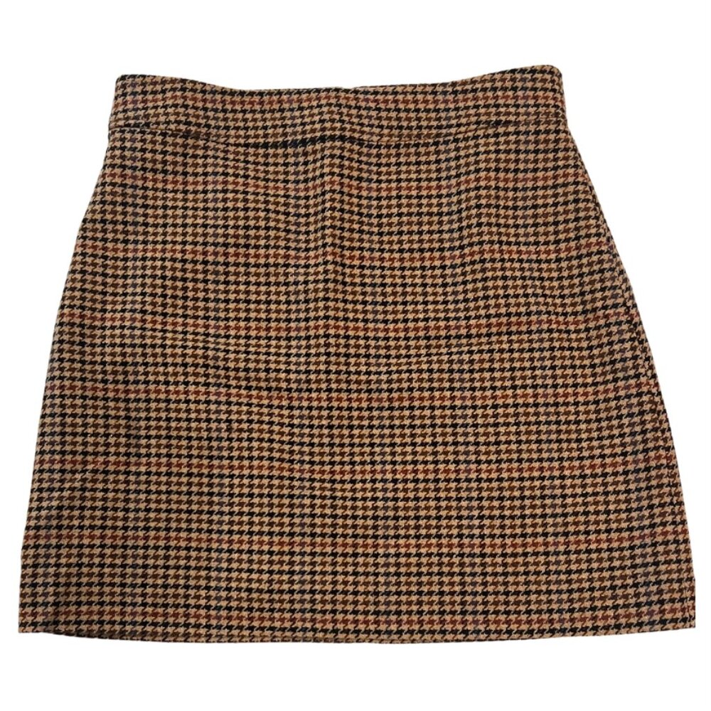 NWT J. Crew Houndstooth Wool Blend A-Line Mini Skirt Size 8